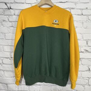 Green Bay Packers Crewneck Sweatshirt Mens‎ Size M Green Yellow Colorblock NFL